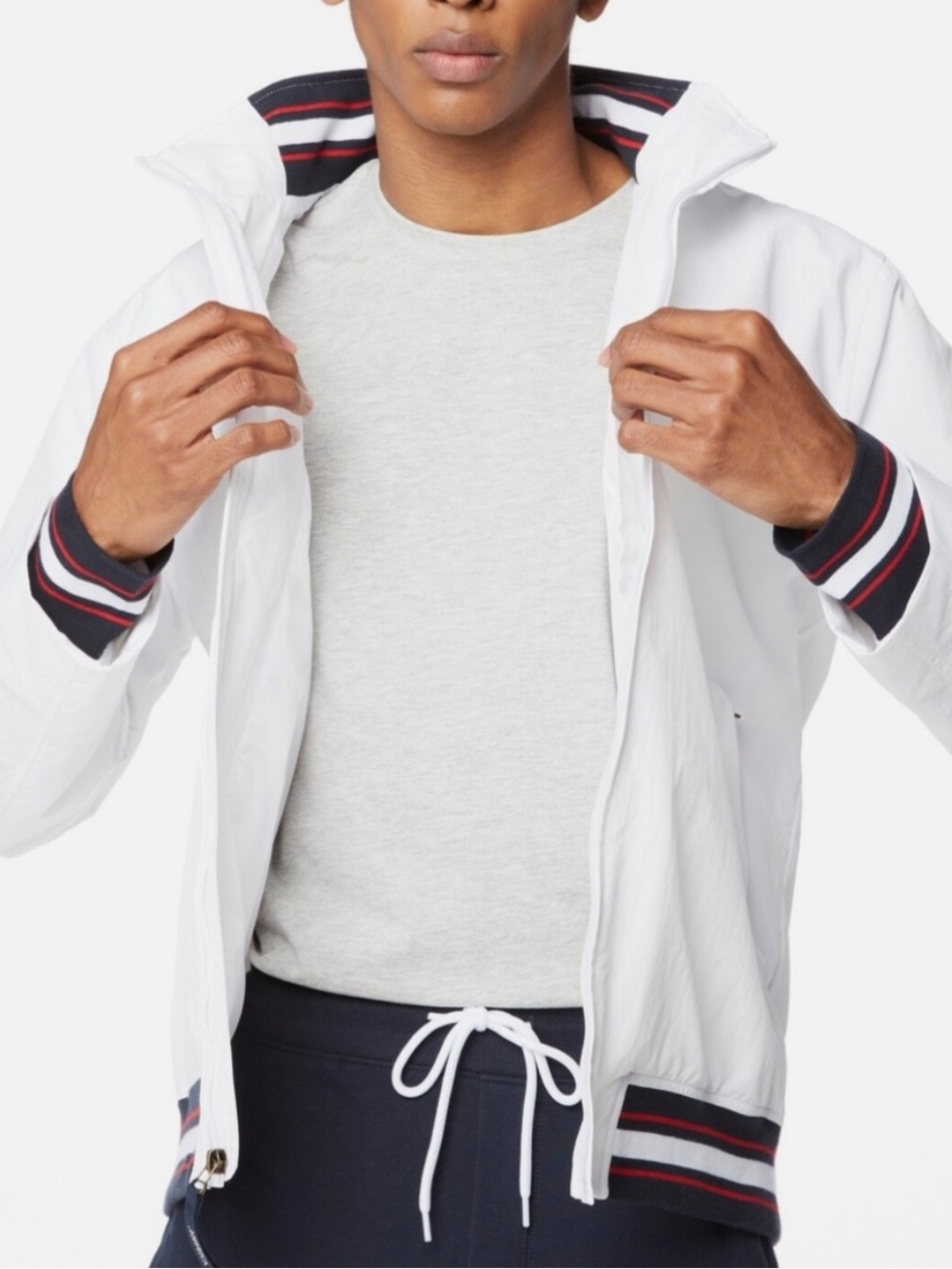 Perry Ellis White Sailin Jacket with Navy & Red Trim